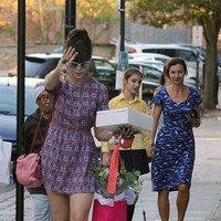 Daisy Lowe and a female companion walking her pet dog | Picture 89011